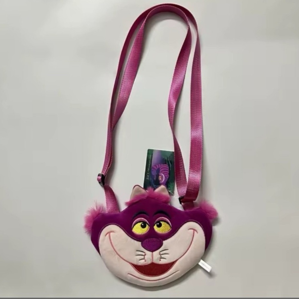Disney Alice In Wonderland Cheshire Cat Crossbody Handbag Plush Cute Girl Bag